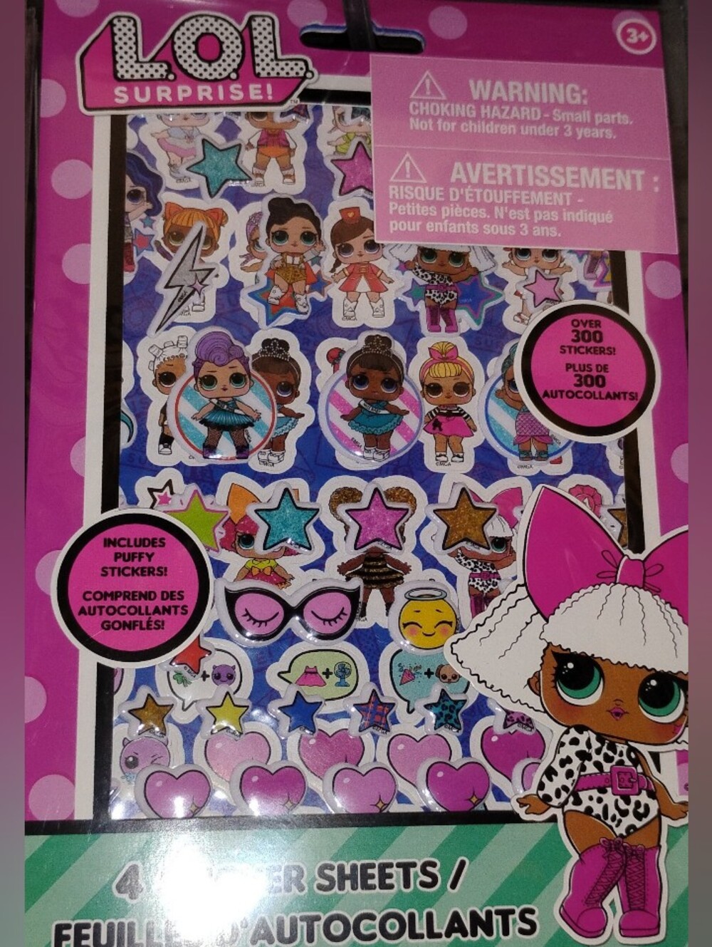 L.O.L. Surprise! Pink, Purple, Blue & Gold Character Sticker Sheets
